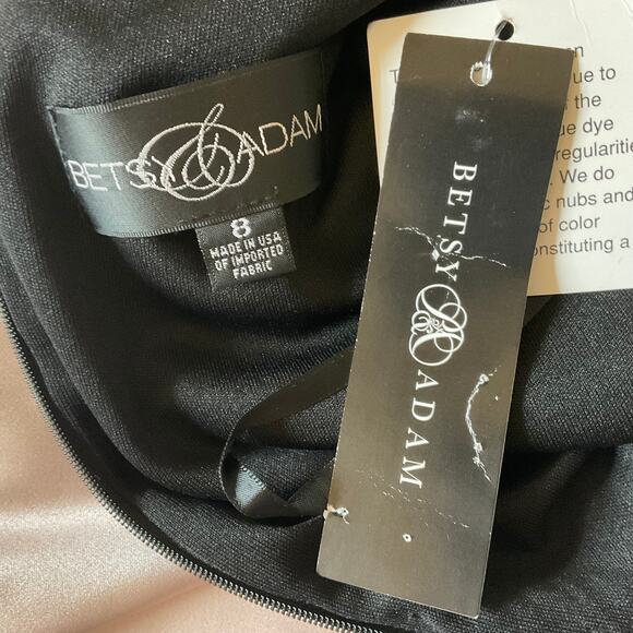 Betsy & Adam Mini Fit and Flare Cocktail Dress Size 8 Black Knit and Pink Satin - Picture 8 of 12